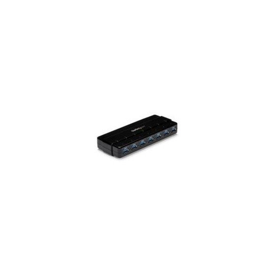 HUB USB 3.0 DE 7 PUERTOS - CONCENTRADOR USB 3.0 DE 7 PUERTOS - HUB DE ESCRITORIO CON ADAPTADOR DE ALIMENTACIN - COLOR NEGRO - 