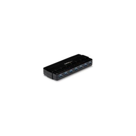 HUB USB 3.0 DE 7 PUERTOS - CONCENTRADOR USB 3.0 DE 7 PUERTOS - HUB DE ESCRITORIO CON ADAPTADOR DE ALIMENTACIN - COLOR NEGRO - 