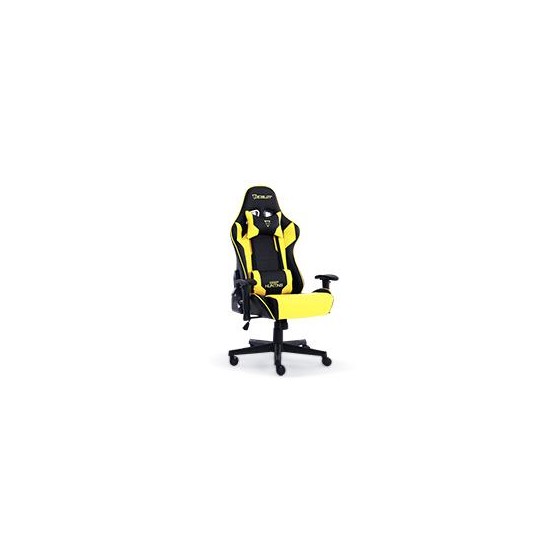 SILLA GAMER OCELOT/COLOR AMARILLA CON NEGRO/DESCANSA BRAZOS AJUSTABLES/ RECLINABLE 90-155 GRADOS/ SOPORTA HASTA 150KG