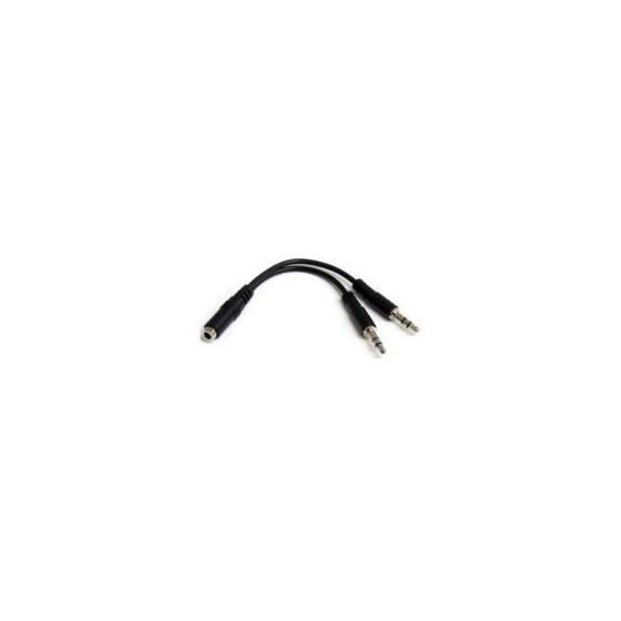 ADAPTADOR DIVISOR DE AUDIO PARA AUDIFONOS 2X MINI-JACK DE 3.5MM DE 3 PINES A MINI-JACK DE 4 PINES- AURICULARES - NEGRO - START