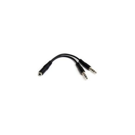 ADAPTADOR DIVISOR DE AUDIO PARA AUDIFONOS 2X MINI-JACK DE 3.5MM DE 3 PINES A MINI-JACK DE 4 PINES- AURICULARES - NEGRO - START