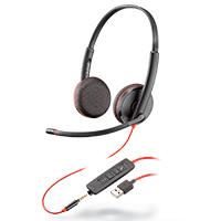 DIADEMA HP POLY 8X229A6 BLACKWIRE C3225/ ALAMBRICA BINAURAL USB-A USB-C Y 3,5 MM REDUCCION DE RUIDO CON MICROFONO CONTROL EN EL CABLE COLOR NEGRO CON NARANJA