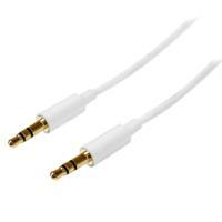 CABLE DE AUDIO DE 2M DELGADO SLIMLINE – ESTEREO MINI JACK PLUG 3.5MM TRRS – BLANCO – MACHO A MACHO – STARTECH.COM MOD. MU2MMMSWH