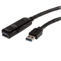 CABLE EXTENSOR DE 10 METROS USB 3.0 SUPERSPEED ACTIVO - PERMITE CONEXION EN CASCADA DE HASTA 2 NIVELES - USB A MACHO A HEMBRA - NEGRO - STARTECH.COM MOD. USB3AAEXT10M