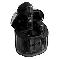 AUDIFONOS INALAMBRICOS TWS BACKDROP TRANSPARENTES/10M / TACTIL COLOR NEGRO