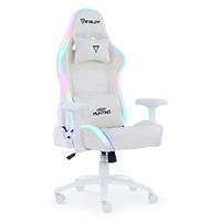 SILLA OCELOT GAMING ORGB-WHITE THUNDRA / VINIPIEL / RGB / BASE METALICA AJUSTABLE / DESCANSABRAZOS 4D / PISTON CLASE 4 / RECLINABLE 90-155 GRADOS / HASTA 150KG / COJINES LUMBAR Y CERVICAL / COLOR BLAN