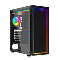 GABINETE OCELOT GAMING PORTAL-M4 / MID TOWER / ATX, M-ATX, ITX / PANEL LATERAL DE CRISTAL TEMPLADO FRONTAL TIPO ESPEJO INFINITO/ INCLUYE 3 VENTILADORES / ENFRIAMIENTO LIQUIDO HASTA 360MM / GPU HASTA 300MM / COLOR NEGRO