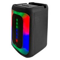 BOCINA INALAMBRICA BLUETOOTH RECARGABLE PORTATIL LUZ RGB DUAL 4 PULGADAS FUNCION TWS PERFECT CHOICE FESTA MINI – NEGRO