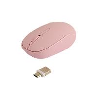 MOUSE INALAMBRICO OPTICO ERGONOMICO 1000 DPI RECEPTOR DUAL (USB Y TIPO C) SILENCIOSO PERFECT CHOICE WHISPER – ROSA