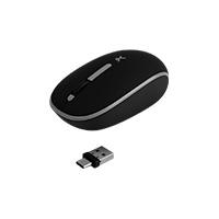 MOUSE INALAMBRICO OPTICO ERGONOMICO 1000 DPI RECEPTOR DUAL (USB Y TIPO C) SILENCIOSO PERFECT CHOICE WHISPER – NEGRO