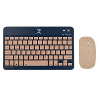 KIT TECLADO Y MOUSE INALAMBRICO BLUETOOTH RECARGABLE ERGONOMICO COMPACTO PERFECT CHOICE GENOVA – AZUL