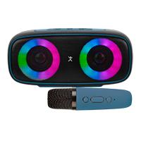BOCINA INALAMBRICA BLUETOOTH PORTATIL CON MICROFONO KARAOKE RECARGABLE FUNCION TWS RESISTENTE A SALPICADURAS PERFECT CHOICE OUTDOORS LITE – AZUL