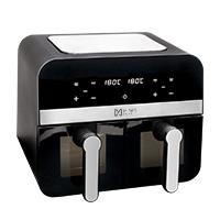 FREIDORA DE AIRE MIRATI DE 9 LITROS TOTALES CUANTA CON 2 CANTASTAS DE 4.5L CADA UNA CON VENTANA, REGULACION DE TEMPERATURA INDIVIDUAL 1700W, TEMPERATURA DE 80C-200C