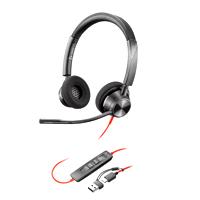 DIADEMA HP POLY 8X215AA BLACKWIRE C3310/ ALAMBRICA MONOAURAL USB-A USB-C REDUCCION DE RUIDO CON MICROFONO CONTROL EN EL CABLE COLOR NEGRO CON NARANJA
