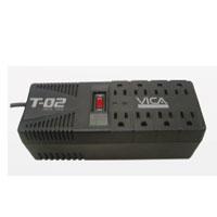 REGULADOR ELECTRONICO DE VOLTAJE VICA T-02 1200VA / 700W, 8 TOMAS NEMA 5-15R REGULADAS Y CON SUPRESOR DE PICOS, PUERTO RJ11, 5 AÑOS DE GARANTIA