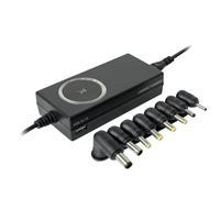 CARGADOR UNIVERSAL INTELIGENTE CON PUNTAS INTERCAMBIABLES Y PUERTO USB PERFECT CHOICE – NEGRO