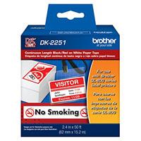 ETIQUETA CONTINUO BROTHER DK2251 BLANCA – IMPRESION NEGRO Y ROJO 62 MM X 15.2 MTS COMPATIBLE CON QL´S